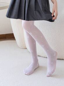 2/1雙女童兒童褲襪、嬰兒褲襪、兒童緊身襪、薄款蝴蝶緹花、有腳趾襪、網眼褲襪、黑色、白色、純色、學院可愛風、兒童舞蹈襪、春/夏、柔軟舒適、適合四季日常穿著、派對穿搭、可搭配裙子和短褲、可用作舞蹈襪、適合學生、女孩、返校季 - 彩色 - 查看 3