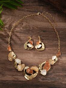 Cring Coco 2pcs/Set Perhiasan Wanita Set Fashion Boho Nautical Geometris Kalung dan Anting untuk Pesta Sehari-hari, Liburan, Festival Musik, Pantai, Aksesoris, Hadiah - geometri - View 11
