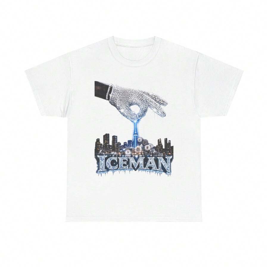 "ICEMAN" Retro Heavy Graphic T-Shirt - 白色 - 查看 1