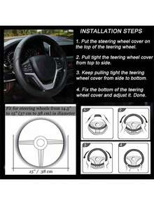 Universal PU Leather Car Steering Wheel Cover, Anti-Slip Breathable Steering Wheel Protector, Fits 37-38cm Steering Wheel - Multicolor - View 7