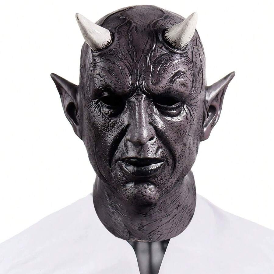 1pc Fashionable Personalized Devil Horn Mask Cosplay Horror Devil Costume Head Mask, Practical Prank Scary Ghost Face Costume Prop, Durable Exquisite Compact Suitable For Masquerade Party Convenient To Carry Mask Head Cover - View 1