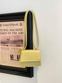 Spring/Summer New Mini Square Handbag For Women, Premium Texture Shoulder Bag, Flap Closure Small Bag, Red Cute Crossbody Bag, Accessory Bag - Yellow - View 5