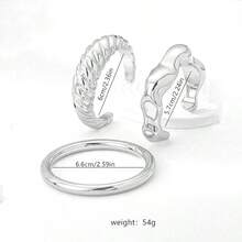 1 Set Open CCB Vacuum Plated Bracelet Set, Non-Fading Asymmetrical Textured Design, Niche Versatile, Stackable Delicate Women's Jewelry, Punk Elegant Elegant Classic Gift For Women - Open Bracelet Set - View 5