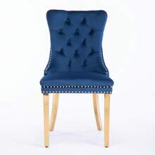 Set Of 2 65 Cm Dining Chairs In Velvet For Kitchen And Dining Room - 藍色 - 查看 2