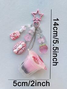 1pc Super Cute Pudding Jelly Keychain, Handmade Aesthetic Design, Y2K - Bags - View 5