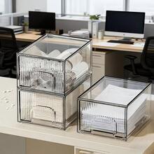 1pc Stackable Transparent Acrylic Desktop File Organizer, Vertical Transparent Document Holder For Office Paper And Notebook Storage - Single Piece - View 7