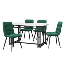 طاولة طعام سوداء 120x70 سم مع 4 كراسي، مجموعة طاولة طعام مطبخ حديثة، كراسي طعام مخملية خضراء داكنة، طاولة بأرجل حديدية سوداء - أخضر داكن - مشاهدة 6