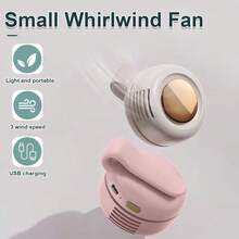1pc Mini Whirdwind Portable Charging Fan Waist Clip Mini Whirlwind Fan 3-Speed Handsfree Silent Strong Wind - Multicolor - View 12
