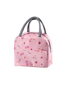 Large Capacity Fresh Print Five-Pointed Star Candy Cat Watermelon Insulated Lunch Bag With Ice Pack, Portable Handheld Lunch Box Suitable For Men And Women, Cold And Heat Insulation Handbag For Work, Picnic, Travel - Multicolor - View 16