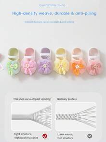 6 Pairs 0-1 Year Old Newborn Baby Socks, Summer Breathable Thin High Elastic Non-Binding Girls Home Pre-Walking Socks - Multicolor - View 6