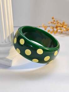 1pc Dopamine Colorful Polka Dot Acrylic Bracelet, Ins Style Retro Hong Kong Style Exaggerated Wide Cuff, Suitable For Women's Daily Wear - Polka Dot Acrylic Bracelet - View 9
