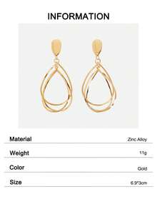 1 Pair Fashionable Golden Multi-Circle Water Drop Pendant, Suitable For Daily Wear - Yellow Gold - View 6