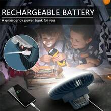 1PC/2PCS Multi-Functional Tent Lamp With Built-In Powerful Light Fan, Type-C Charging, LED Display With Three-Speed Wind And Light Adjustment, Magnetic Hook For Portable Design. - A - View 3