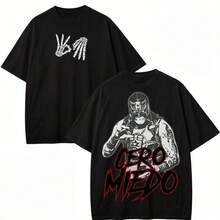 Penta El Zero Miedo Merch Tracklist Maglietta in Cotone Estiva Donna Uomo Moda HipHop Lavaggio Vintage Maniche Corte - 2 - Visualizzare 1