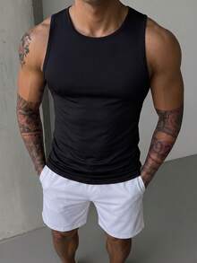 ZYNTH BALENO Camiseta de tirantes de cuello redondo cómoda para hombres, adecuada para varios deportes, esencial para hombres musculosos en verano - Negro - Ver 4