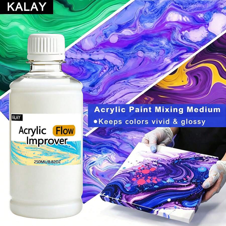 KALAY Acrylic Paint Thinner 60ml/250ml/500ml Non-Toxlc & Flow Medium - Premium Quality For Professional Artists & Hobby Painters, Enhances Paint Consistency & Flow On Canvas, Paper, Panels, Professional Art Materials | Sleek Containers Versatile Use