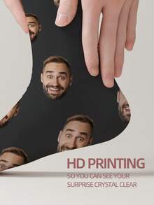 1 Pair Customized Face Pattern Socks, Customizable Photo Socks, Personalized Printed Socks, Funny Face Socks, Custom Pattern Socks, Print Any Face Pattern On Socks, Anniversary Gift, Valentine's Day Gift, Unique Birthday Gift, Customized Collectible Gift - Multicolor - View 6