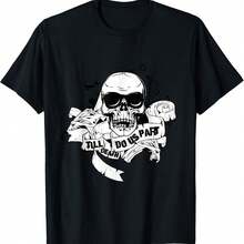 Camiseta SKULL Till Death Do Us Part, ideal para todas las estaciones.Confeccionada en algodón de 220 g, estampada por una cara, cuello redondo y manga corta. - Blanco y Negro - Ver 1