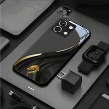 Elegant Black And Gold Dragon Pattern Tempered Glass Phone Case In Black For Xiaomi  Note14/Note14Pro/Note14Pro+/Note13/Note13Pro/Note13Pro+/Note12/Note12Pro/Note12Pro/Note12Pro+/Note11Pro/Note11/Note11S/13C/12/10C/10A/9C/8/A3/A2/A1. Creative Business Style,  Art, Shockproof And Durable Protective Case For Couples, Men And Women - Image 1 Pcs - View 3