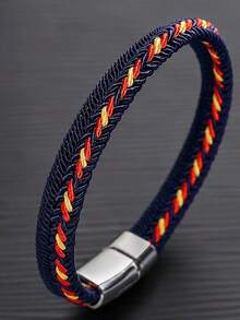 1pc Double Layer Colorful Woven Nylon Rope Bracelet, Magnetic Buckle Woven Rope Wristband, Multiple Colors Available, Handmade, Durable, Suitable For Men And Women, Suitable For Daily Casual And Outdoor Activities - Colorful Double-layer Bracelet - View 11