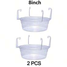 2/6pcs Transparent Round Plastic Hanging Baskets With Drip Tray, 6/8/10/12 Inch Hanging Plant Trays With Built-In Hooks And Water Catching Pans, Space-Saving Design For Indoor/Outdoor Home, Office, Cafe, Balcony - Hanging Flower Pot Tray - View 15