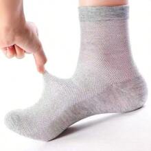 3 Packungen Damen einfarbige, locker sitzende, atmungsaktive Mesh-Kniestrümpfe, geruchshemmende, ultradünne Baumwollsocken, geeignet für den Sommer.Damensocken - Schwarz - Übersicht 3