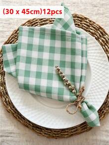 2/6/12pcs Fresh Plaid Napkins, Multi-Color Baking Photography Cloth, Food Mat, Fruit & Western Meal Placemat, Heat-Resistant, Washable & Reusable, Suitable For Picnic, Party, Restaurant, Living Room, Home Daily Decoration - Green - View 7