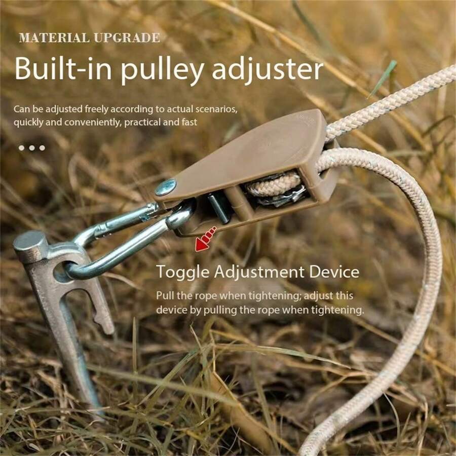Outdoor Adjustable Reflective Guyline With Pulley, Aluminum Alloy Carabiner Adjustable Tent Guy Rope, Durable Camping Tarp Tension Line - Multicolor - View 1
