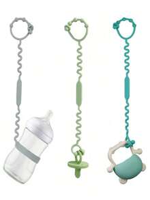 3 piezas Correa de ajustable de silicona para cochecito-Color bosque, Correa de sujeción para juguete de dentición de bebé y Correa para soporte de taza con pajita, Juguetes para bebé, Adecuado para cochecitos, sillas altas, asientos de coche - Multicolor - Ver 8