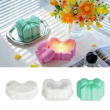 1 Set Bow Storage Box Silicone Mold, DIY Aromatherapy Plaster Jewelry Box Mold, Candle Cup Container Silicone Mold - White - View 11