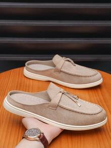 Men's Casual Shoes Suede Loafers Classic British Style Lightweight Soft Flat Shoes - Beige - View 4