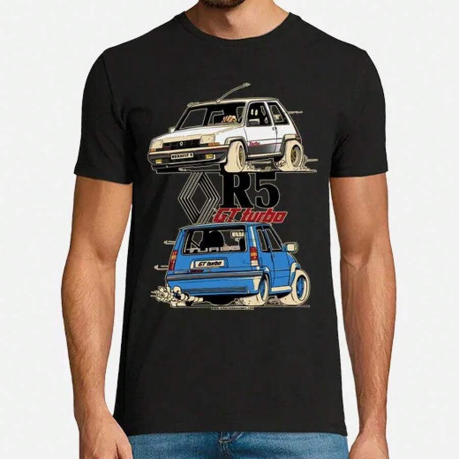 Maglietta Vintage R 5 Gt Turbo Auto cartoni animati Divertente 100% Cotone Girocollo Maniche Corte Casual Uomo Taglia S-3XL - maglietta - Visualizzare 1