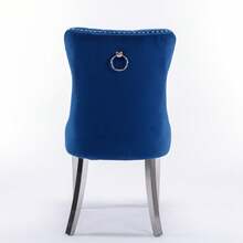 Set Of 2 65 Cm Dining Chairs In Velvet For Kitchen And Dining Room - 藍色 - 查看 6