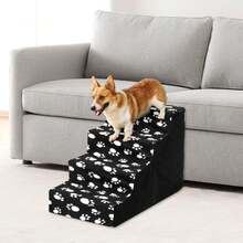 Pet Stairs Anti-Slip Dog Steps – With Removable Washable Cover, Sturdy Steps For Small Or Elder Pets, For Bed, Sofa. - 黑色 L - 查看 6