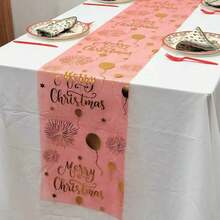 1pc 28*275/500/1000cm Gold Foil Christmas Theme Table Runner With Balloons, Fireworks And Other Decorations, Rectangular Tabletop Decor Suitable For Birthday And Holiday Parties - Multi-Functional Home Decor - Multicolor - View 2