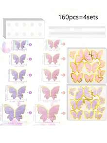 Adorno para pastel de mariposa con degradado rosa y púrpura con borde dorado, textura de acuarela exquisita y duradera, adecuado para pasteles de cumpleaños, decoración de mesa de postres para fiestas, atmósfera fuerte, accesorio común de decoración para hornear - Multicolor - Ver 9