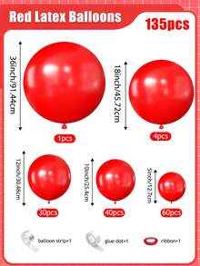 Red Balloons 135 Pcs Different Sizes 36 18 12 10 5 Inch Latex Balloons Matte Arch Kit Garland For Birthday Graduation Baby Shower Anniversary Wedding Party Decorations - Red - View 8