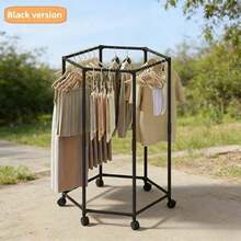 Portable Rolling Clothes Rack With Wheels, Freestanding Metal Garment Rack With Top Hanging Bar And Open Storage Space, Heavy Duty Wardrobe Organizer For Bedroom, Dorm And Small Apartment - View 14