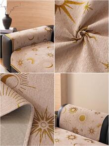 1pc Pet-Friendly Chenille Sofa Cover, Sun Moon Star Jacquard Pattern, Non-Slip, Skin-Friendly & Anti-Scratch Couch Protector, Washable All-Season Sofa Slipcover For Living Room - Multicolor - View 5