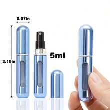 7 piezas Botellas atomizadoras de perfume de metal recargables de 5ml de color aleatorio con recarga inferior - Sin PVC, sin olor, contenedores de perfume mini portátiles - B - Ver 5
