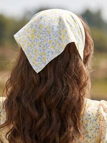 3pcs/Set Girls Leopard Print Floral Triangle Scarf Headband Set, Suitable For Daily Decoration - Multicolor - View 4