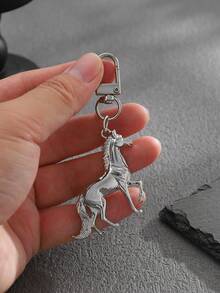 1pc Fashionable European & American Creative Versatile Personalized Animal Horse Keychain Bag Charm, Suitable For Men & Women Car Key Bag Pendant Decoration - Silver - View 6