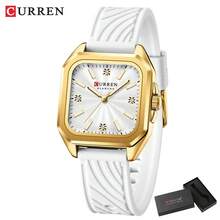 CURREN Women's Elegant Minimalist Quartz Watch, Rectangular Dial, Silicone Strap, Formal Wristwatch - Multicolor - View 16