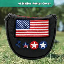 USA Flag Embroidered Golf Putter Headcover, Classic Red White Blue Colorway, Vintage American Style Golf Accessory - Black - View 1