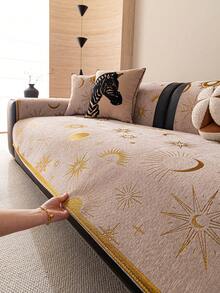 1pc Sun Moon Star Jacquard Sofa Cover, Skin-Friendly Chenille Non-Slip Couch Protector, Pet-Friendly Anti-Scratch Sofa Slipcover, All-Season Washable Furniture Cover For Living Room - Multiple Styles - View 10