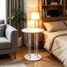 Transparent Acrylic Table, Detachable Small Space Storage Rack, Round Coffee Table Suitable For Living Room, Bedroom, Entryway, Office - Single Column - View 10