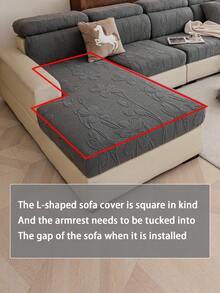 1pc All-Season Fleece Jacquard Anti-Slip Sofa Cushion Cover, Style Soft Skin-Friendly Pet-Proof Elastic Sofa Cover, Spring/Autumn Cat Scratch-Resistant Sofa Slipcover Suitable For Living Room L-Shaped Sectional And 1/2/3/4-Seater Sofas (1 Piece Sold) - Dark Grey - View 5