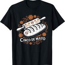 Cinco De Mayo Funny Baker Sugar Skull Flower Mexican T-Shirt - Black - View 6