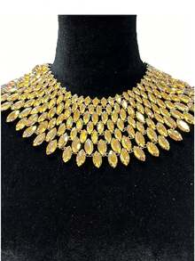 Y2K Style Luxurious Sparkling Rainbow Crystal Necklace, Women's High-End Fashion Declaration Necklace; Advanced AB Crystal Gemstone Necklace Banquet - 彩色 - 查看 17