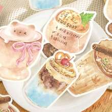 30Pcs Vintage Coffee Pattern Sticky Notes, Multi-Design Self-Adhesive Memo Pads, Retro Style Decorative Paper, Perfect For Diary, Scrapbook, Collage, DIY Crafts, Office, School Use And Back To School Stationery Supplies. - Multicolor - View 7
